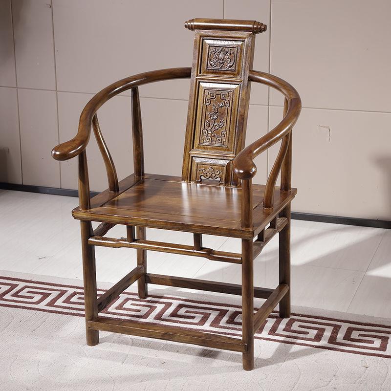 仿古实木靠背气椅大桌新中式办公室家用椅餐椅圈OKL茶台茶主椅子
