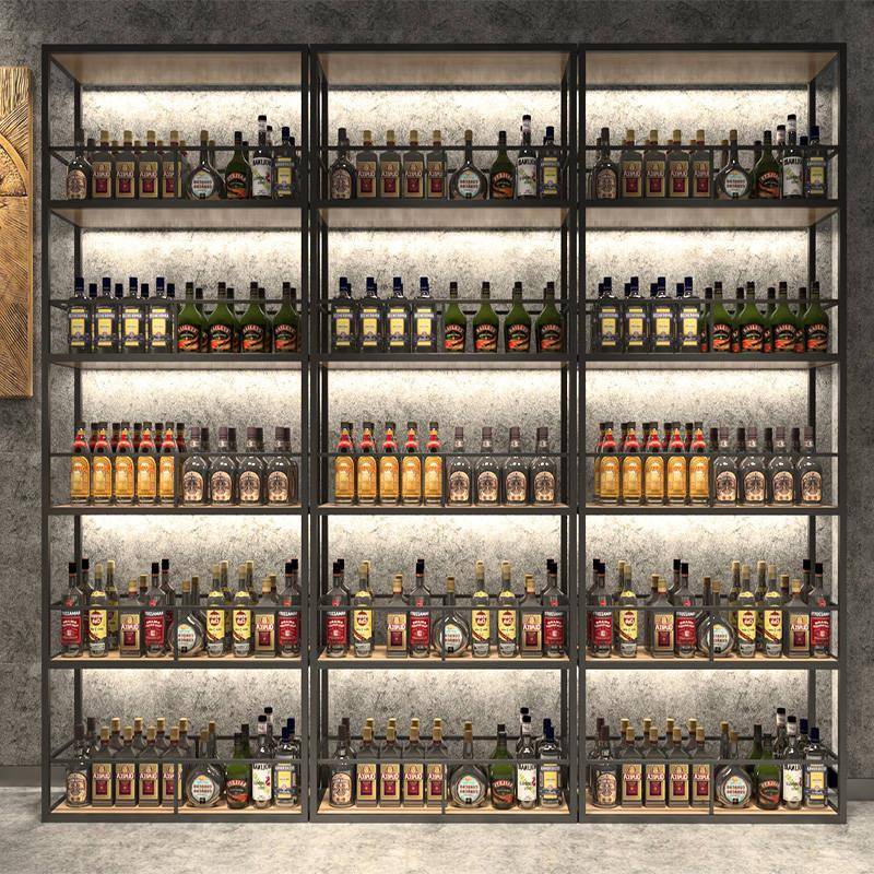 展示柜啤酒商用灯酒柜工业酒架酒吧置物架铁风展示庄红酒葡萄落地