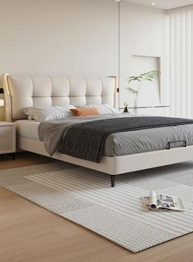 意式轻奢皮床双人18x2简VGY86约小户型1.5m用带感.应灯米储家物婚