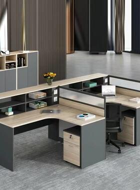 职员办公工桌财双4人位052801员工位字型现代四6人卡座务屏风桌椅