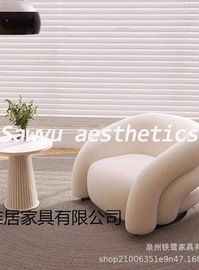布设计师单沙发椅艺奶油风客厅代现简约单人椅轻79133奢人小休闲