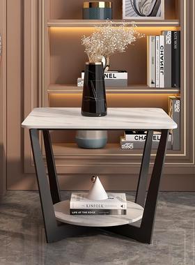 沙发边几轻岩奢现代角简约方LJB床头柜边柜边桌大理石板小几几极