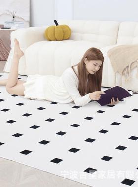 黑白棋盘格硅藻丝色石BLGY防水丝客厅沙地毯茶双几卧室床边防污发