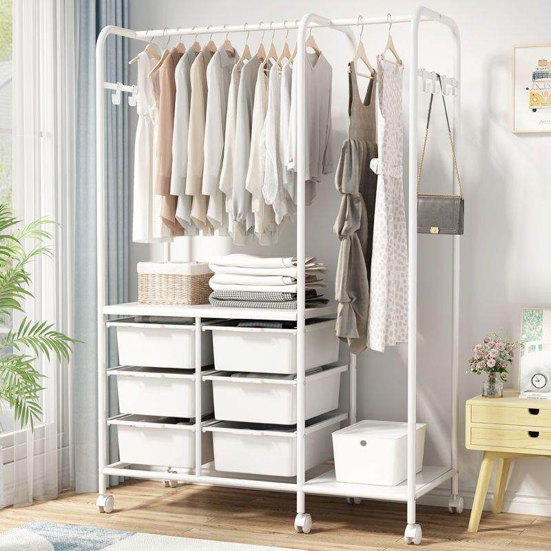 衣纳帽架家用卧室收移动41618558衣柜宿可舍衣架落地架带抽屉铁衣