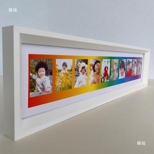 彩n虹相相框拍立得纸实tlznyloh木长条宽幅5寸框架mi形i3寸方摆台
