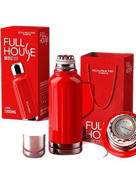 贝洛可不满堂557红保温壶K22大容B量1.3L锈钢复古机械温4显真空壶