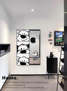 线条小狗全身镜推拉藏隐形隐式衣穿镜挂画玄关试衣厅镜子BFX客装