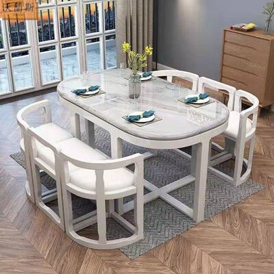 餐椅组合家用桌方桌桌约小户型简全实木大理石餐桌饭桌圆网EQY红