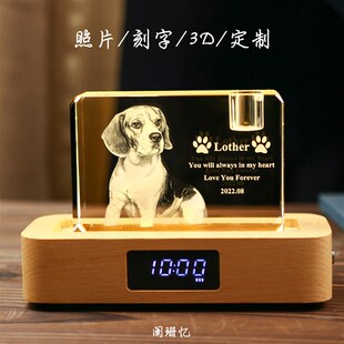 宠物照片定制水晶3D内雕纪念品摆件收纳狗狗猫咪毛发晶石预留打孔