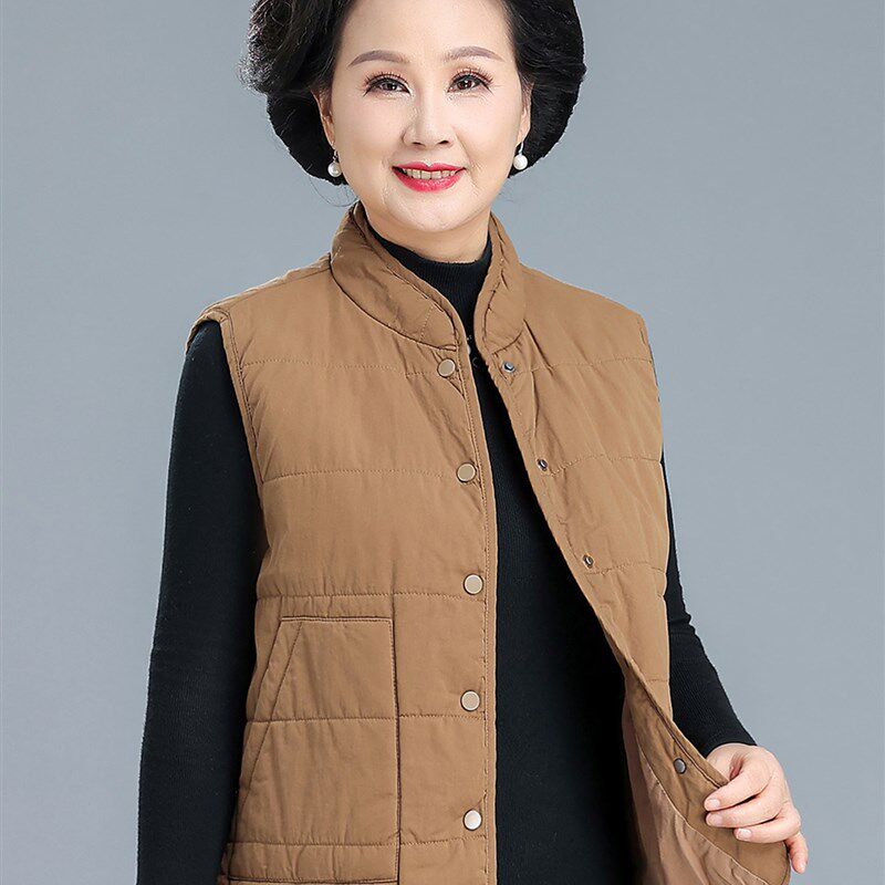 妈妈秋冬马甲背心纯棉女奶奶装中老年人上衣坎肩外套夹棉洋气宽松