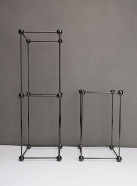 现代简约黑色金色长方体框架样板房售楼部卧室书房客厅桌面摆件