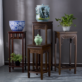 花盆架子鸡翅木花架奇石底座盆栽花瓶木架子中式实木高脚落地底座