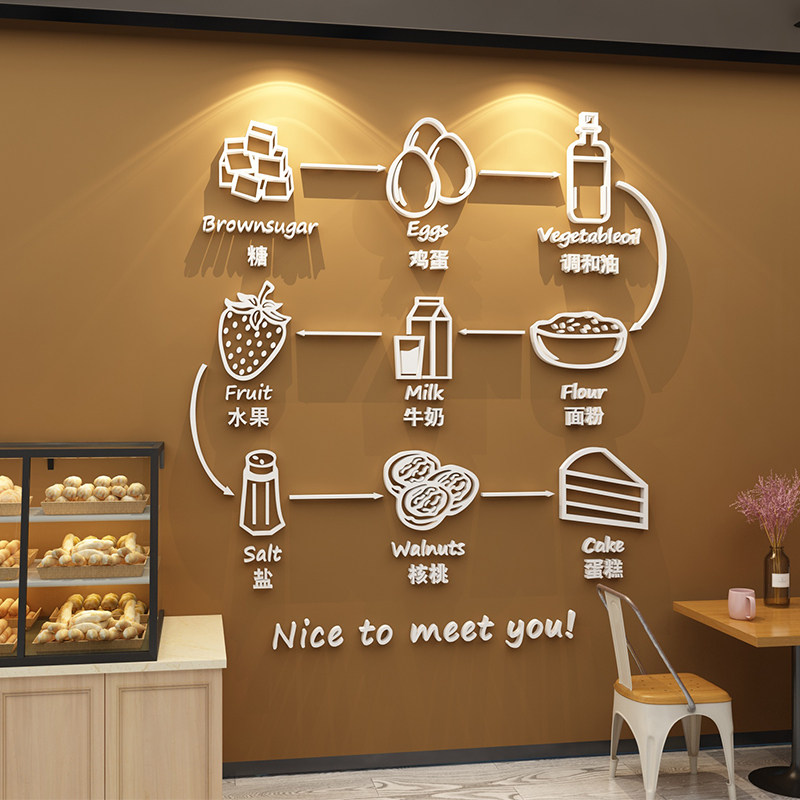 甜品蛋糕店墙面装饰品烘焙面包房背景贴纸玻璃门橱窗场景布置创意