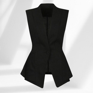 黑色西装马甲外套外搭薄背心2024女坎肩春夏季外穿职业小西服马夹