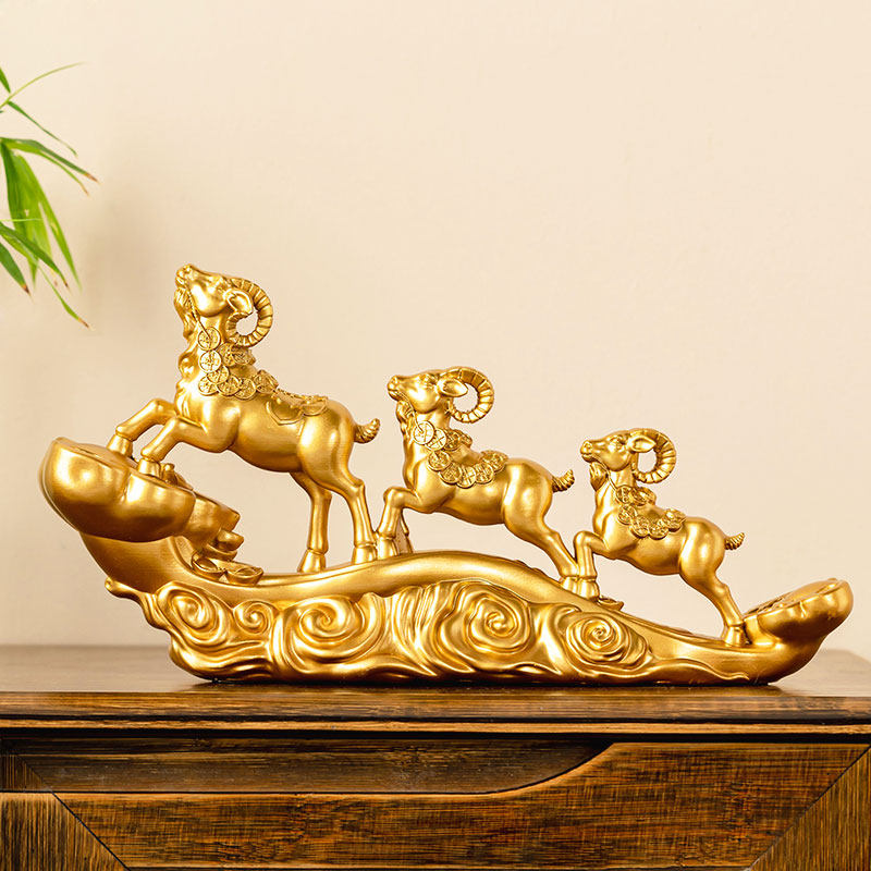 三羊开泰生肖羊招财工艺礼品摆饰小摆件创意客厅玄关酒柜家居装饰