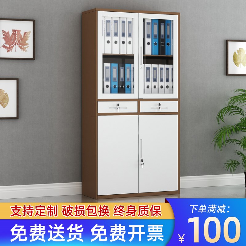 北京市办公文件柜铁皮柜钢制资料档案凭证储物柜玻璃开门书柜带锁