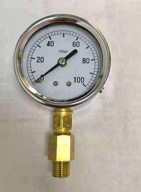 压力表 压力0-100mbar 直径64mm 加加长接头螺纹G1/4 YE-60 膜盒