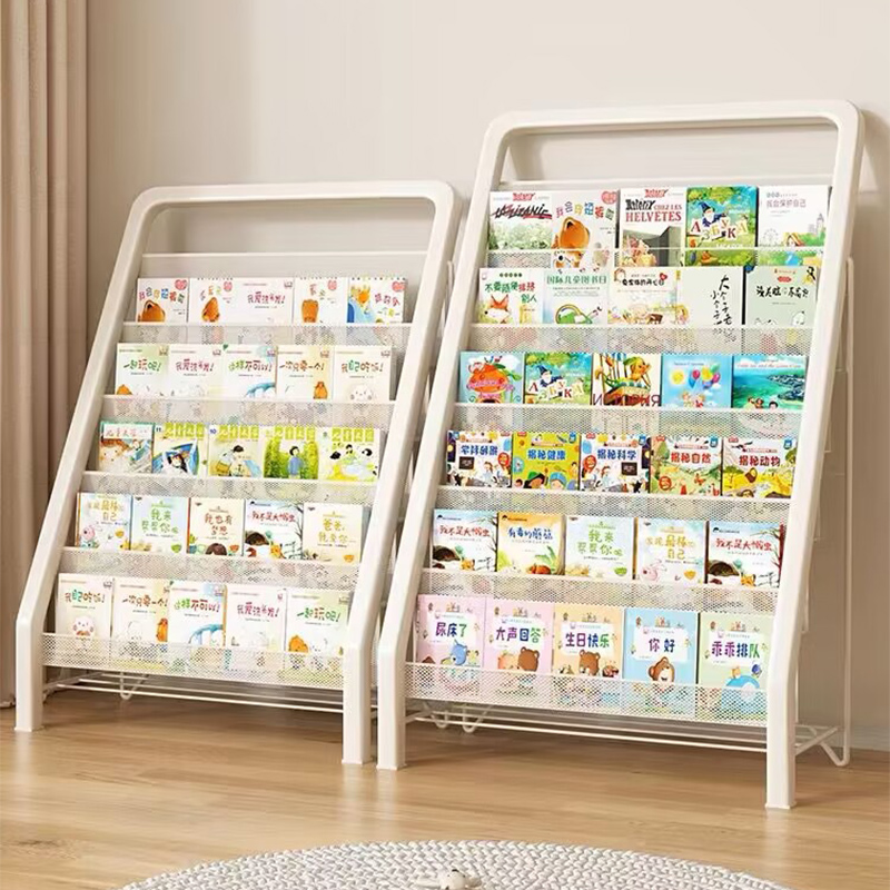 宝宝绘本架落地置物架儿童书架客厅免安装多层收纳架子家用铁书柜