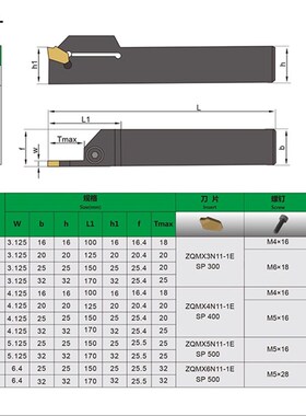 外径槽刀杆 单头槽刀片ZQ2020R/L-3/4 数控车床刀具 割断槽车刀杆