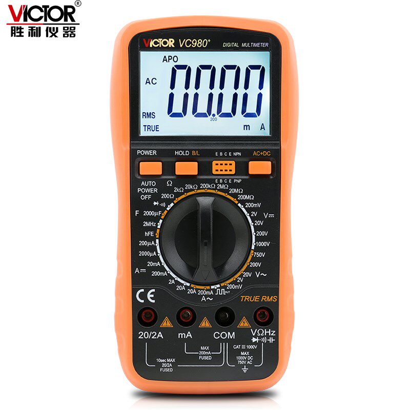 胜利正品 数字万用表VC980+高精度数字多用万能表 带交流真有效值