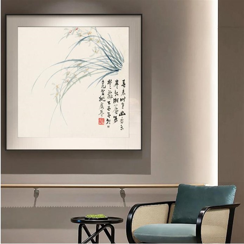 兰花装饰画客厅沙发玄关餐厅茶室办公室壁画新中式花卉禅意挂画