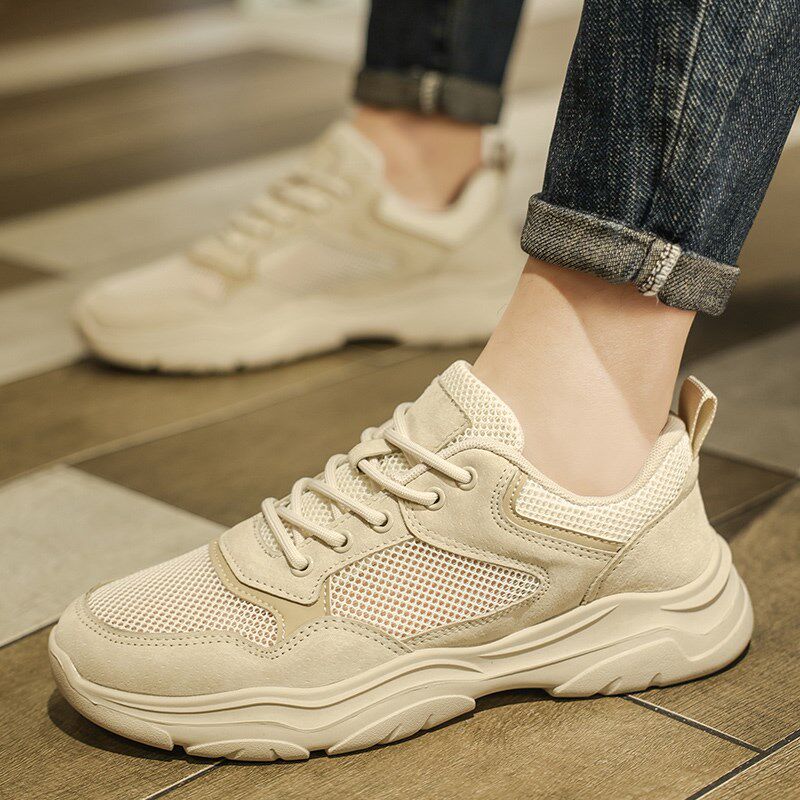 鞋子男款夏季透气低帮马丁靴男士网C面夏天厚底薄款休闲男鞋英伦