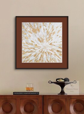 法式中古餐厅壁画正方形金属框卡纸玄关挂画美式客厅背景墙装饰画