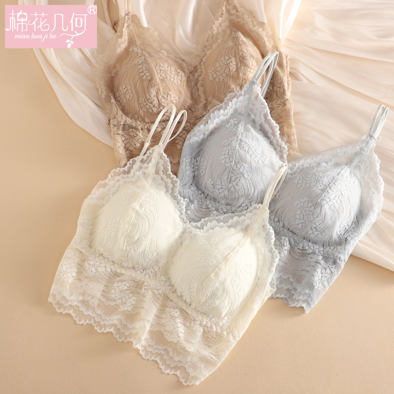 蕾丝美背吊带内衣女2022新款薄款文胸一体式带胸垫内搭小背心抹胸