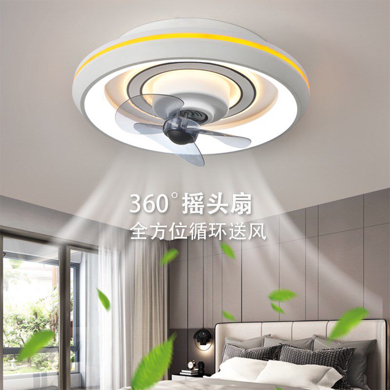 摇头吊扇灯吸顶儿童房一体吊灯餐厅电灯厨房电风扇灯扇卧室有110V