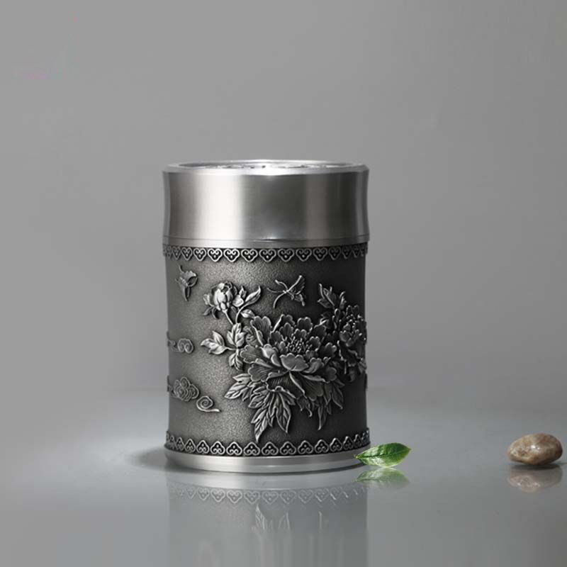 家用纯锡摆件茶叶罐纯锡器锡罐存储罐G锡茶罐密封定制开业企业送