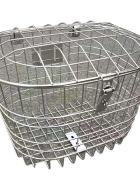 2023201不锈钢带盖实心大号车筐车篮车篓子带锁T扣电动自行车前后