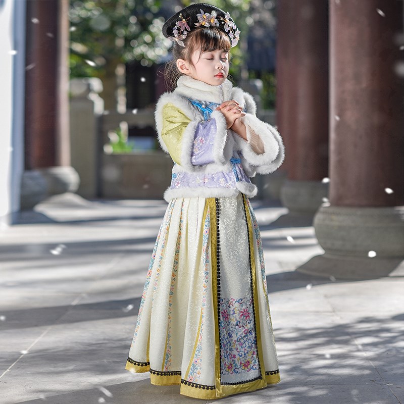 女童汉服秋冬2025新款儿童国风古装改良冬款襦裙女孩加厚套装冬季