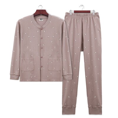 老人开衫秋衣f秋裤中老年妈妈开襟保暖套装奶奶秋冬打底棉毛衫