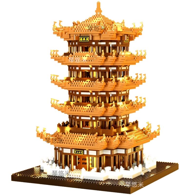 2023新款g黄鹤楼积木益智拼装高难度苏州园林儿童男女孩子玩具礼