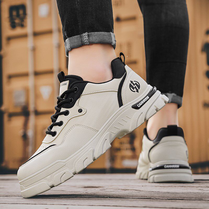 男鞋2025新款秋季运动休闲马丁靴皮面H防水小白工装防滑耐磨劳保