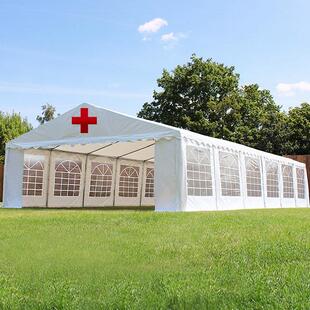 现货5x10m镀锌管pe帐篷临时救灾防疫帐篷测温检查站篷房停车棚