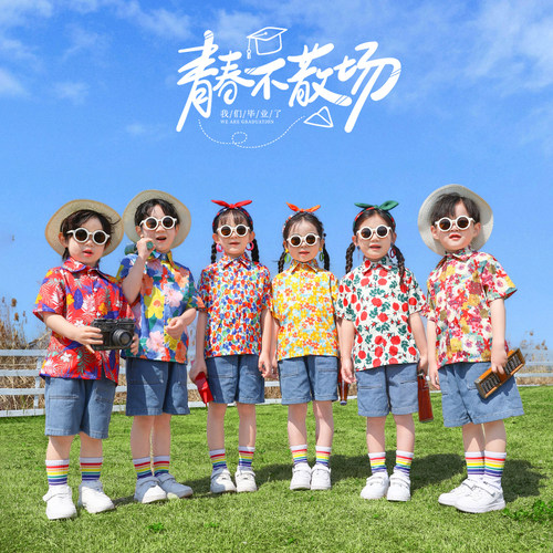 六一男女童港风短袖啦啦队演出服
