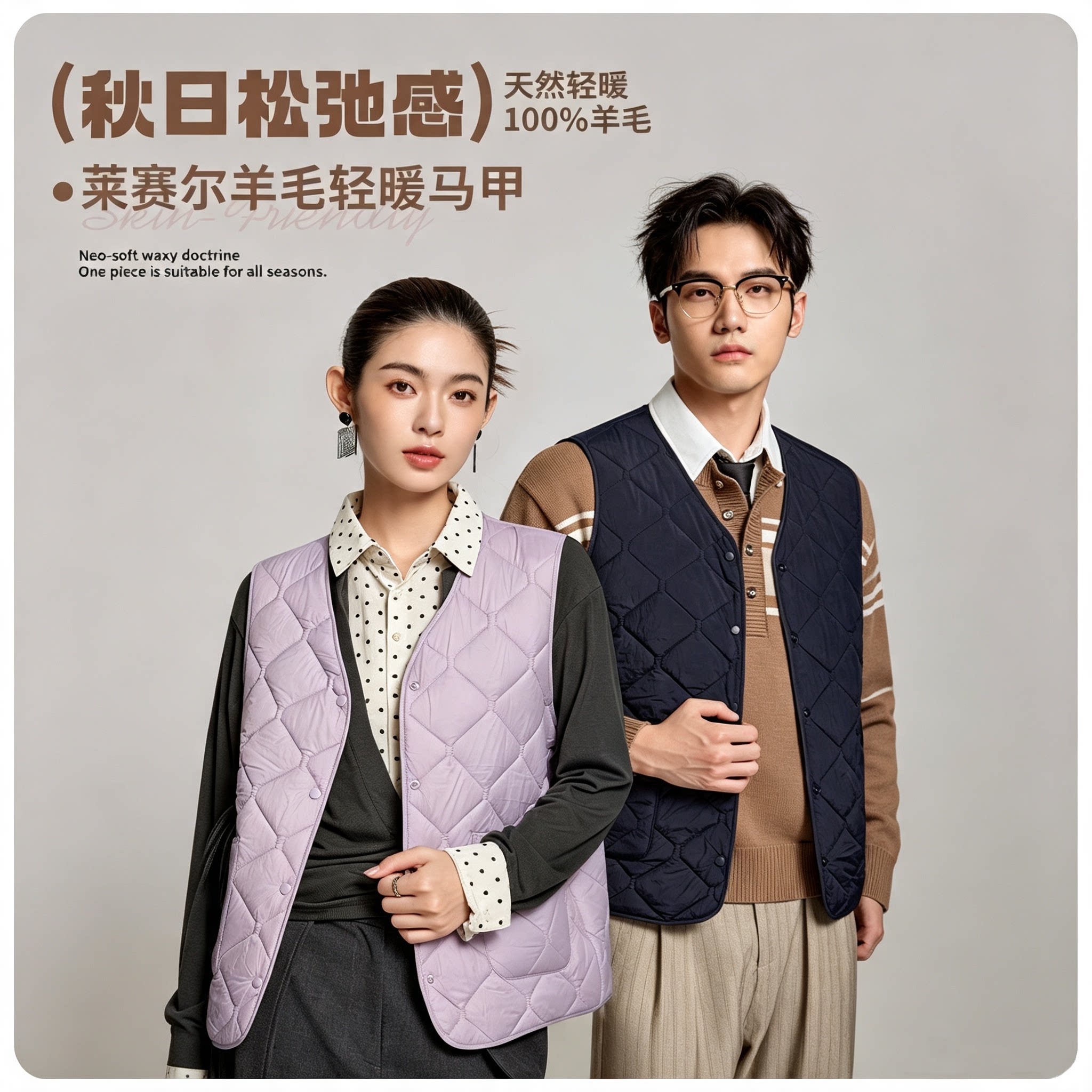 莱赛尔轻暖马甲秋冬保暖马甲休闲外穿坎肩防泼水舒适背心图片