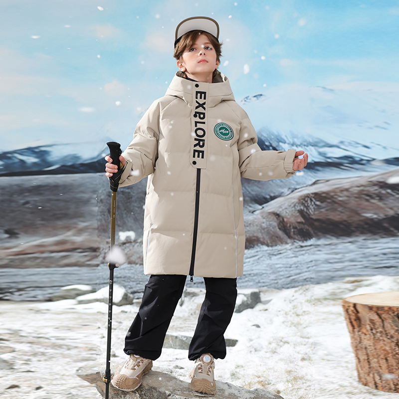 康博男童羽绒服长款过漆中大童儿童新款加厚保暖户外外套