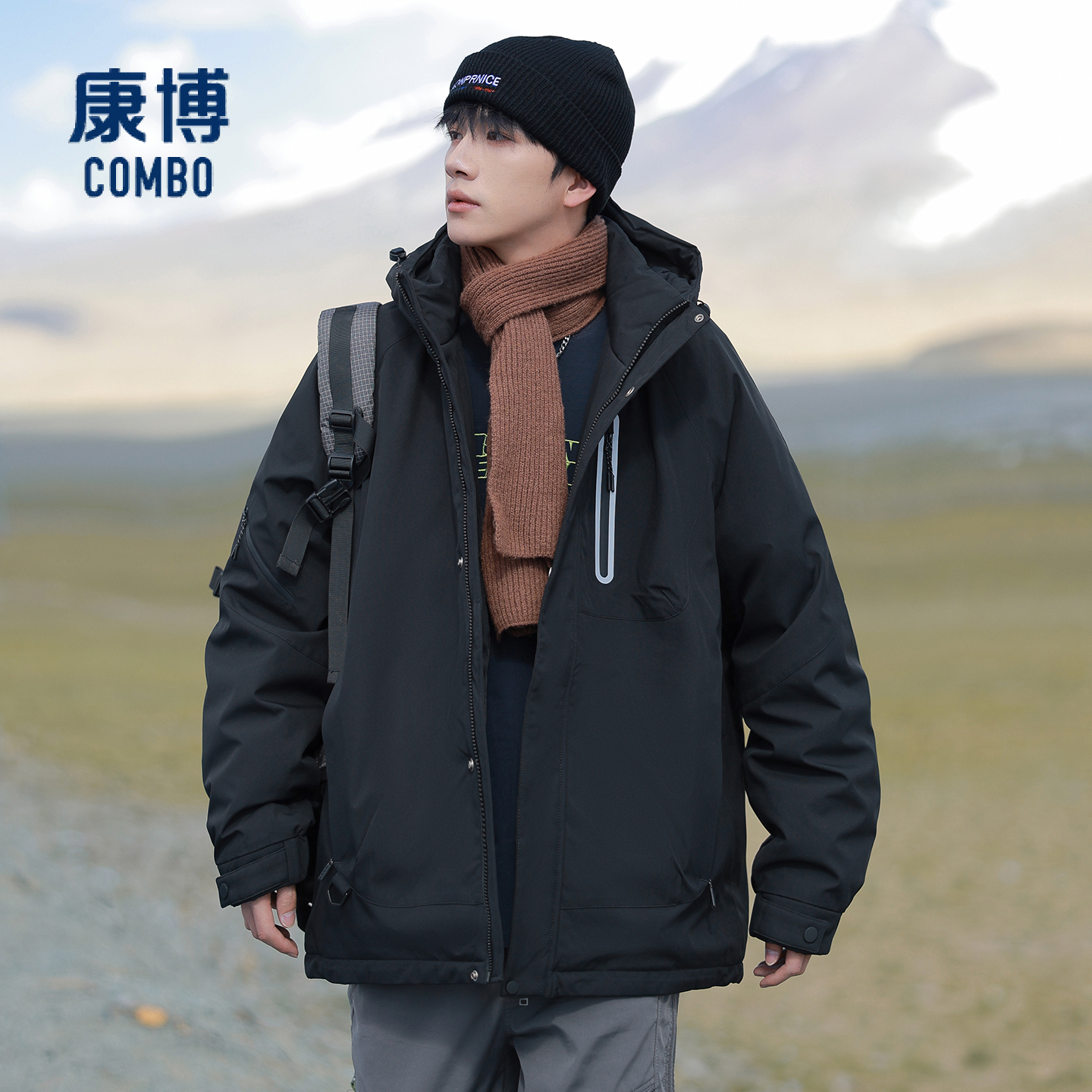 康博男士冬季防风御寒耐磨羽绒服