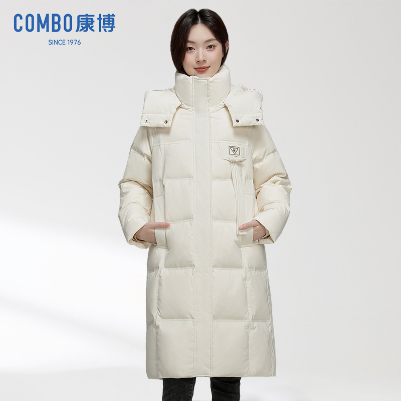 康博2025冬季新款中长款连帽宽松