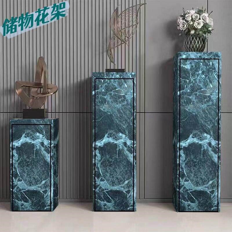 高端客厅玄关落地式摆件岩板柜子可储物花架摆件底座展示台摆台