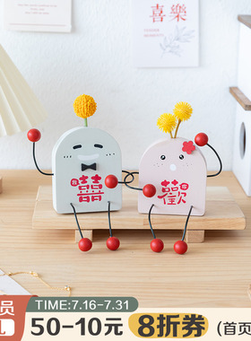 阿楹 备婚公仔一对婚o房订婚布置装饰甜品台小道具婚床喜摆件玩偶