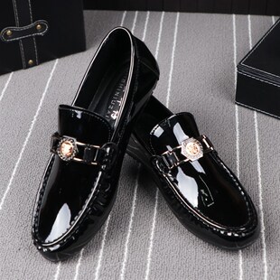 潮流亮面个性 2021夏季 男百z搭懒人鞋 漆皮豆豆鞋 亮皮英伦休闲 新款