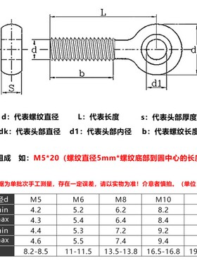 201不锈钢O型吊环活节螺丝活接鱼眼螺栓带孔M6M8M10M12*30x50x100