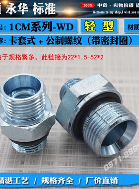 液压24度锥卡套式管过渡接头公制ED垫密封1CM-WD22*1.5-52*2轻型