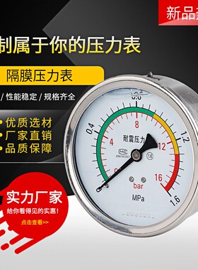 YTP100ZBF卫生型隔膜压力表轴向背接卡盘卡箍式快装38/50.5/64MM