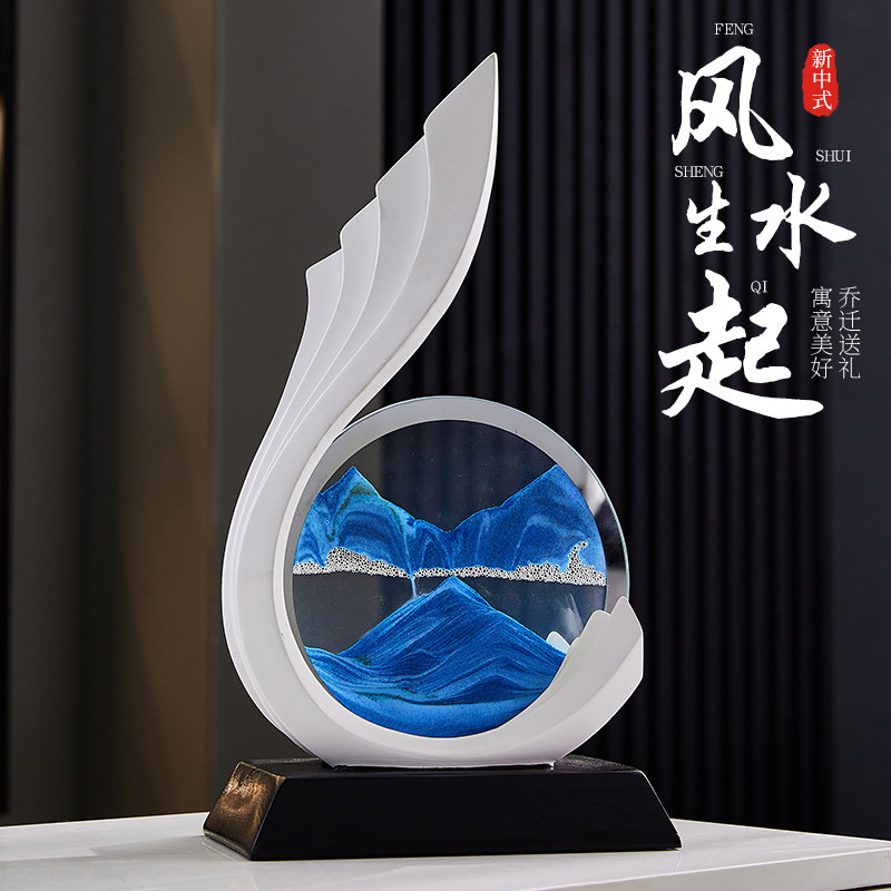 风生水起电视柜装饰摆件轻奢高档客厅酒柜流沙画办公室高级感小众