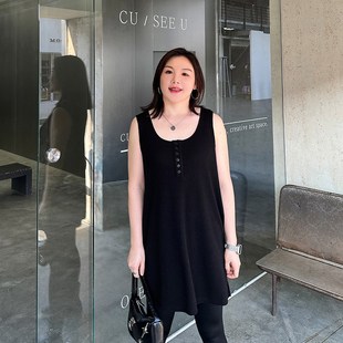 内搭上衣卫衣叠穿神器 坑条针织背心胖妹mm中长款 200斤特大码 女装