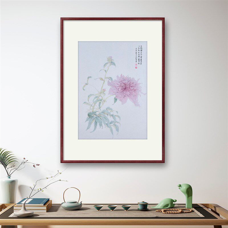 纯手绘国画写意工笔没骨花鸟古典芍药字画新中式卧室客厅装饰挂画